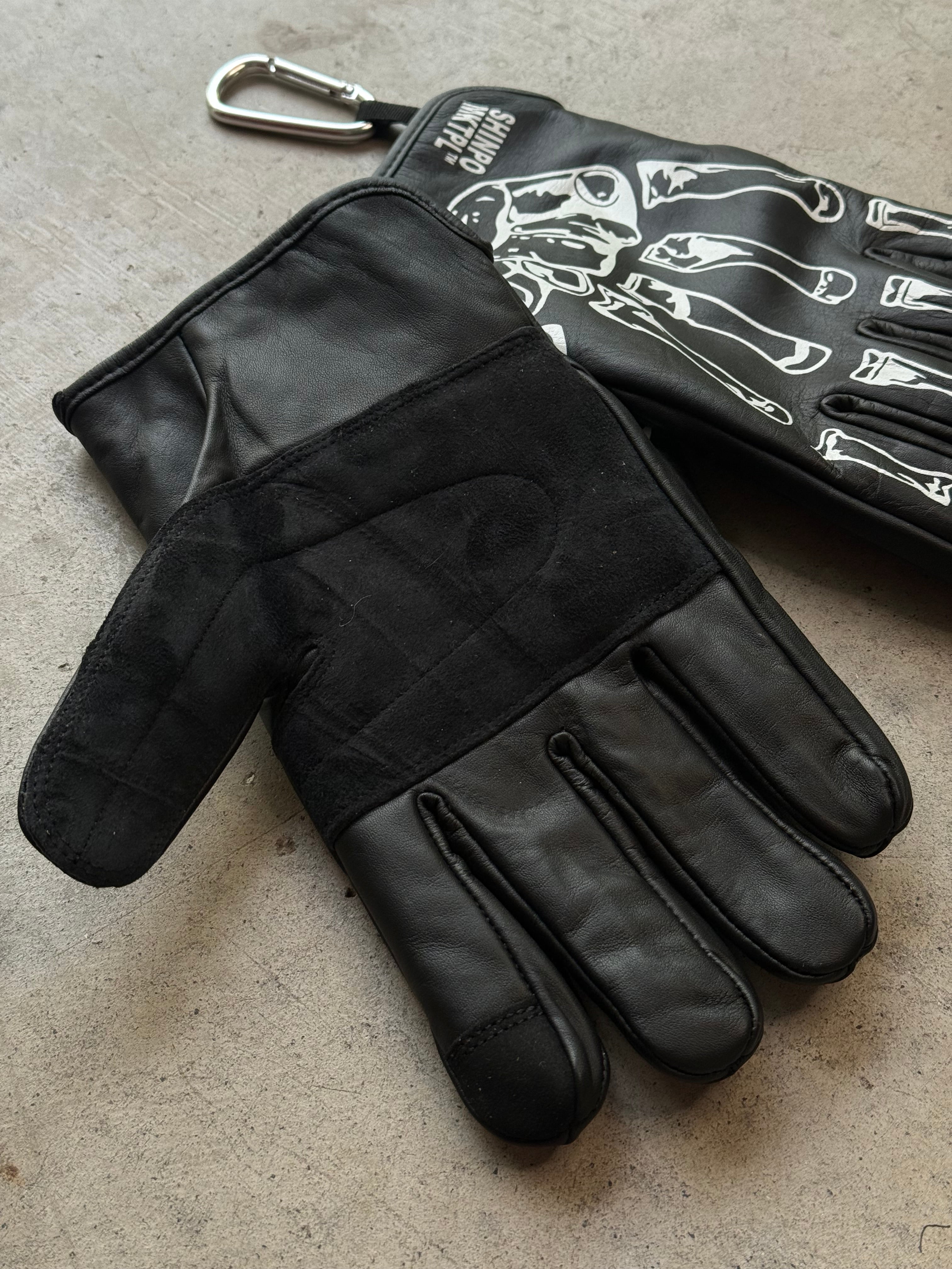 'Rough Rider' Black Leather Gloves