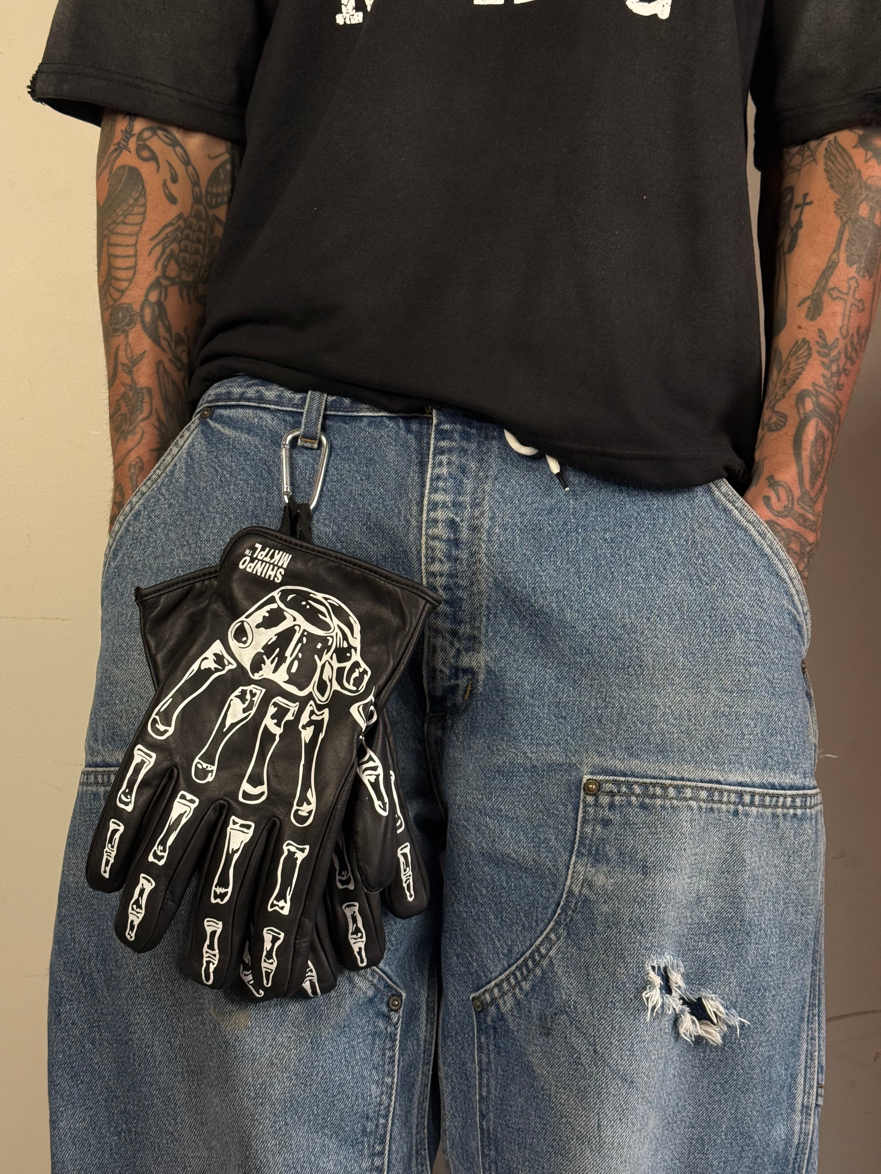 'Rough Rider' Black Leather Gloves