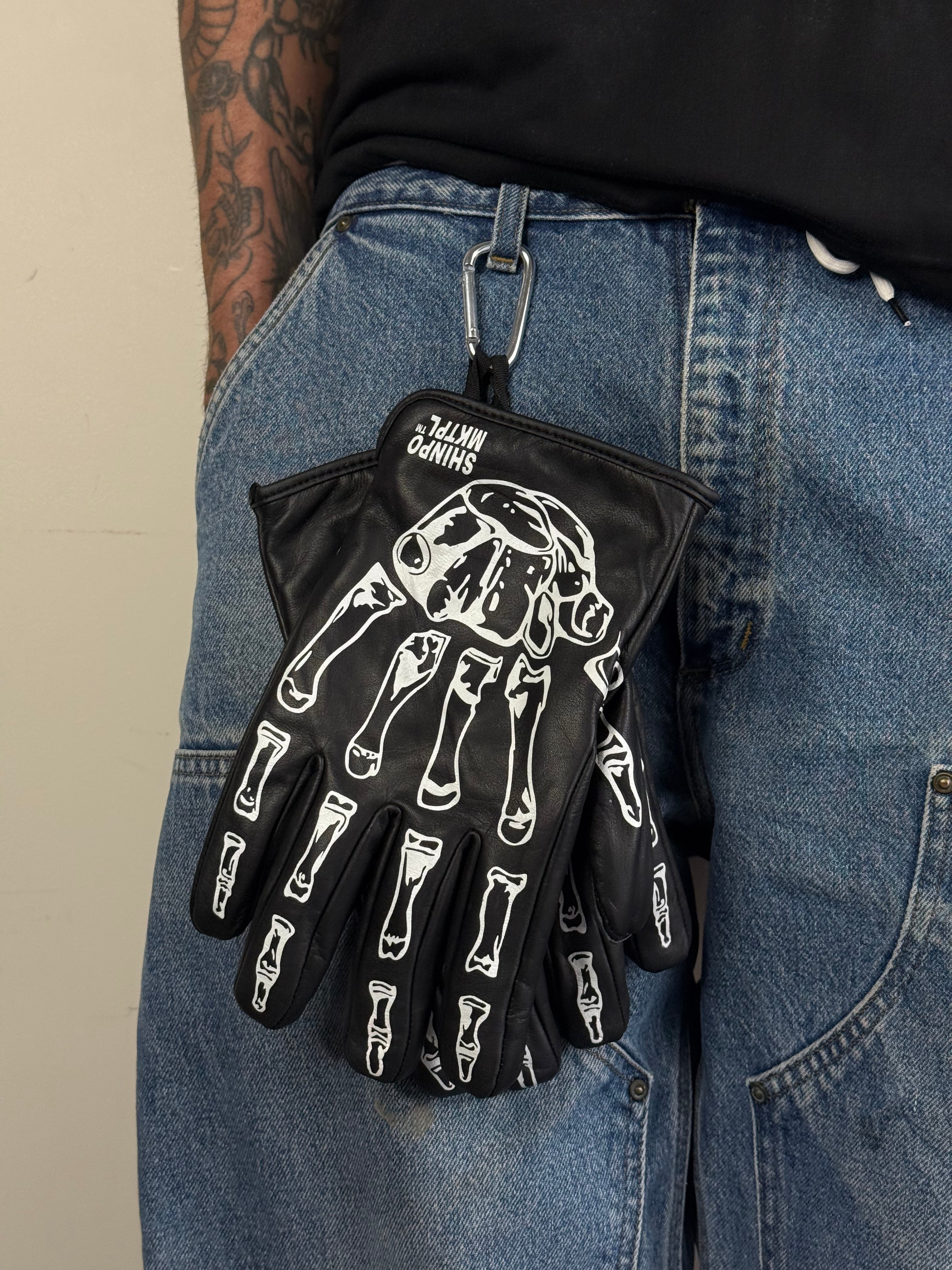 'Rough Rider' Black Leather Gloves